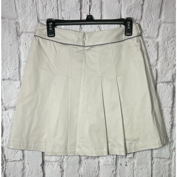 Barrie Pleated Mini Tennis Skirt Preppy Ivy League School Girl Beige Size M - Picture 2 of 6